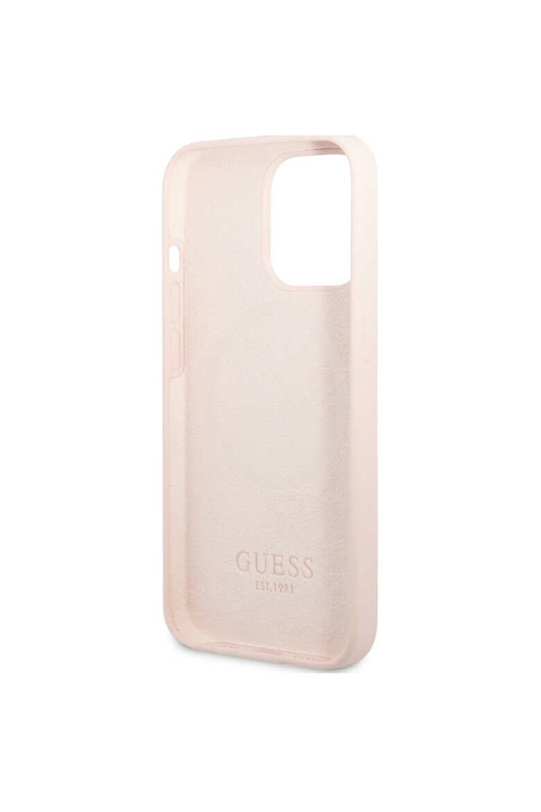 GUESS Husa de protectie Silicone Metal Logo MagSafe compatibila pentru iPhone 13 Pro Roz - Pled.ro