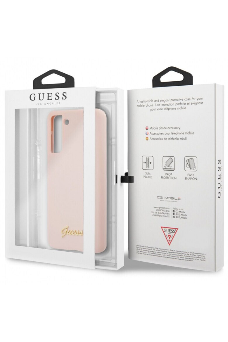 GUESS Husa de protectie Silicone Metal Logo Script pentru Samsung Galaxy S21+ 5G - Pled.ro