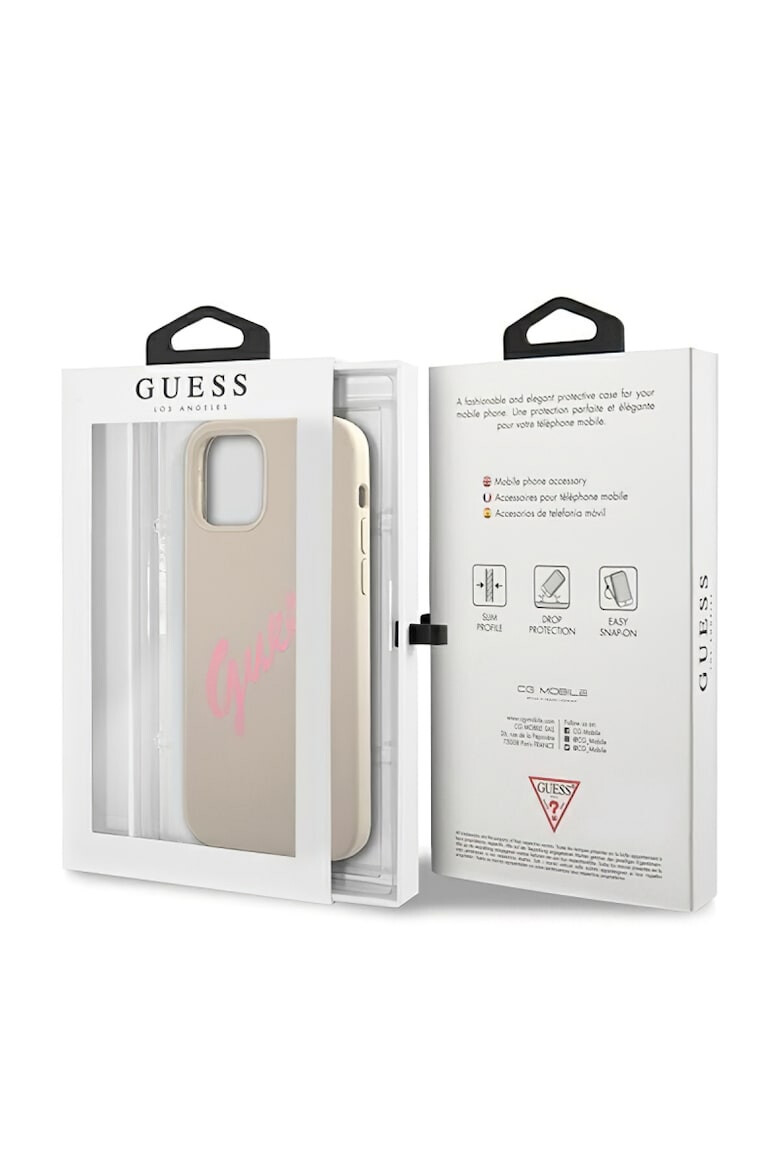 GUESS Husa de protectie Vintage Pink Script pentru Apple iPhone 12 mini Gri - Pled.ro