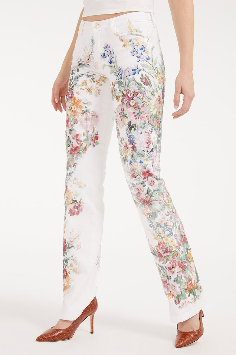 GUESS JEANS Blugi cu model floral si strasuri - Pled.ro