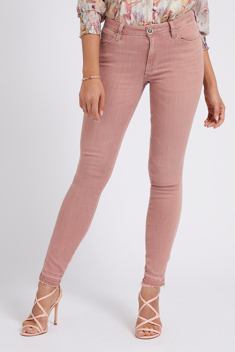 GUESS JEANS Blugi skinny din amestec de lyocell cu terminatii franjurate - Pled.ro