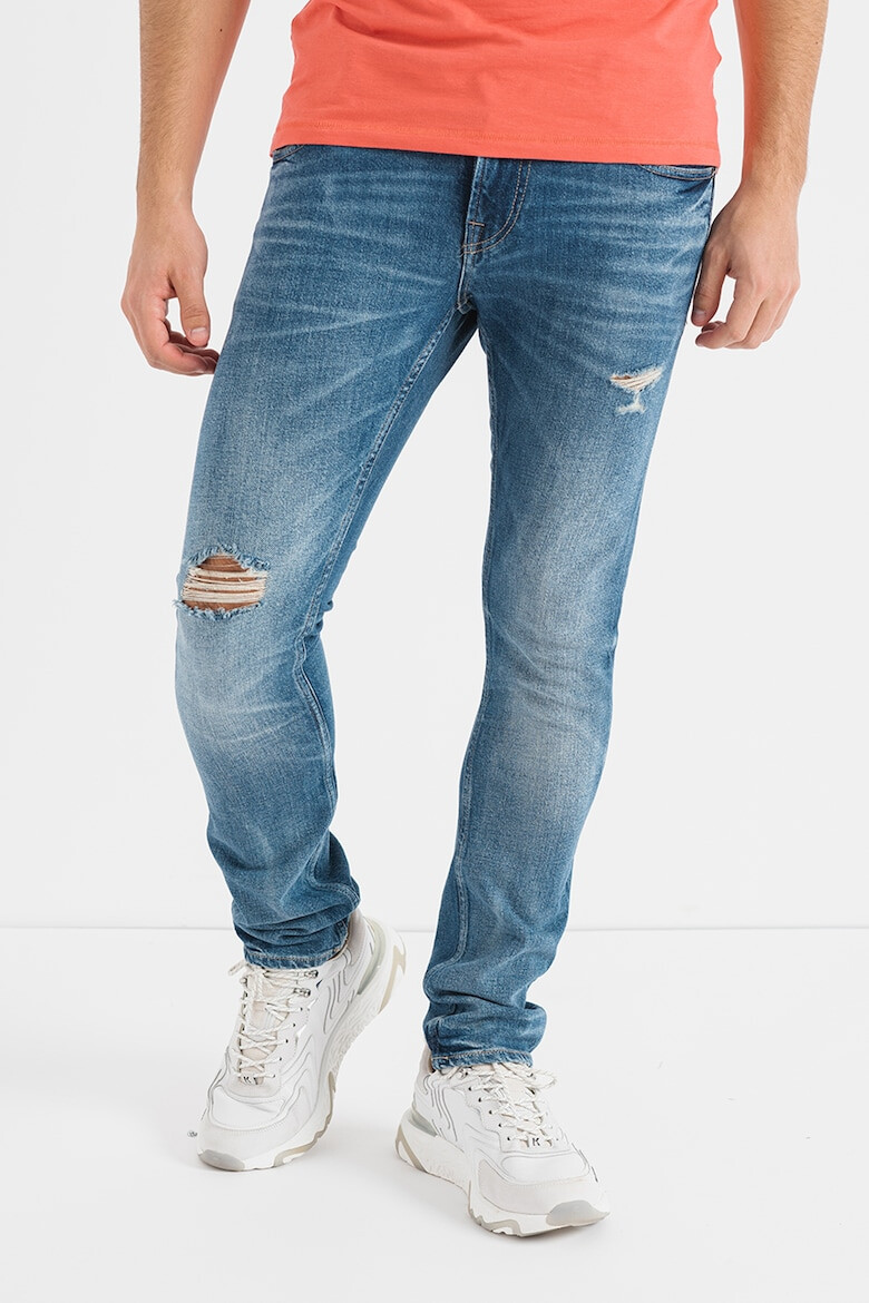 GUESS JEANS Blugi slim fit cu aspect decolorat si rupturi decorative Miami - Pled.ro