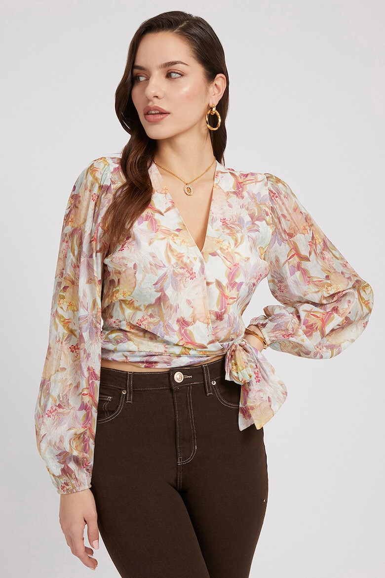 GUESS JEANS Bluza crop cu imprimeu floral - Pled.ro