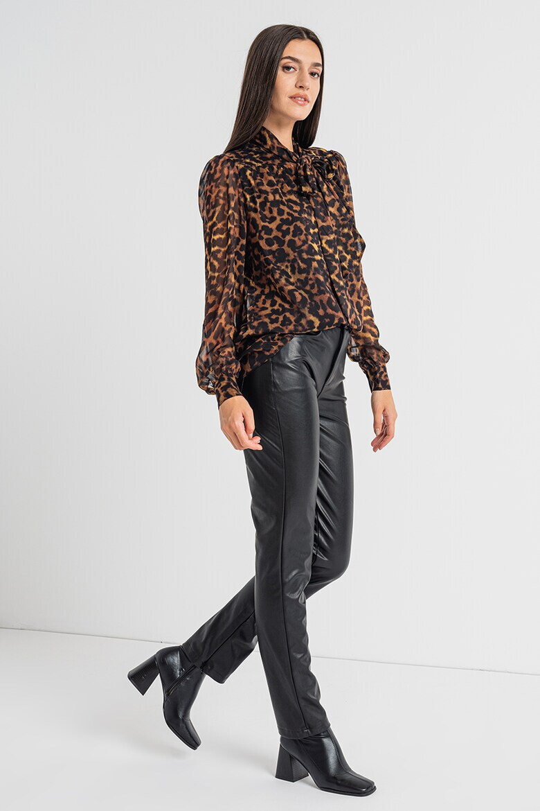 GUESS JEANS Bluza cu animal print si guler cu funda din panglici - Pled.ro