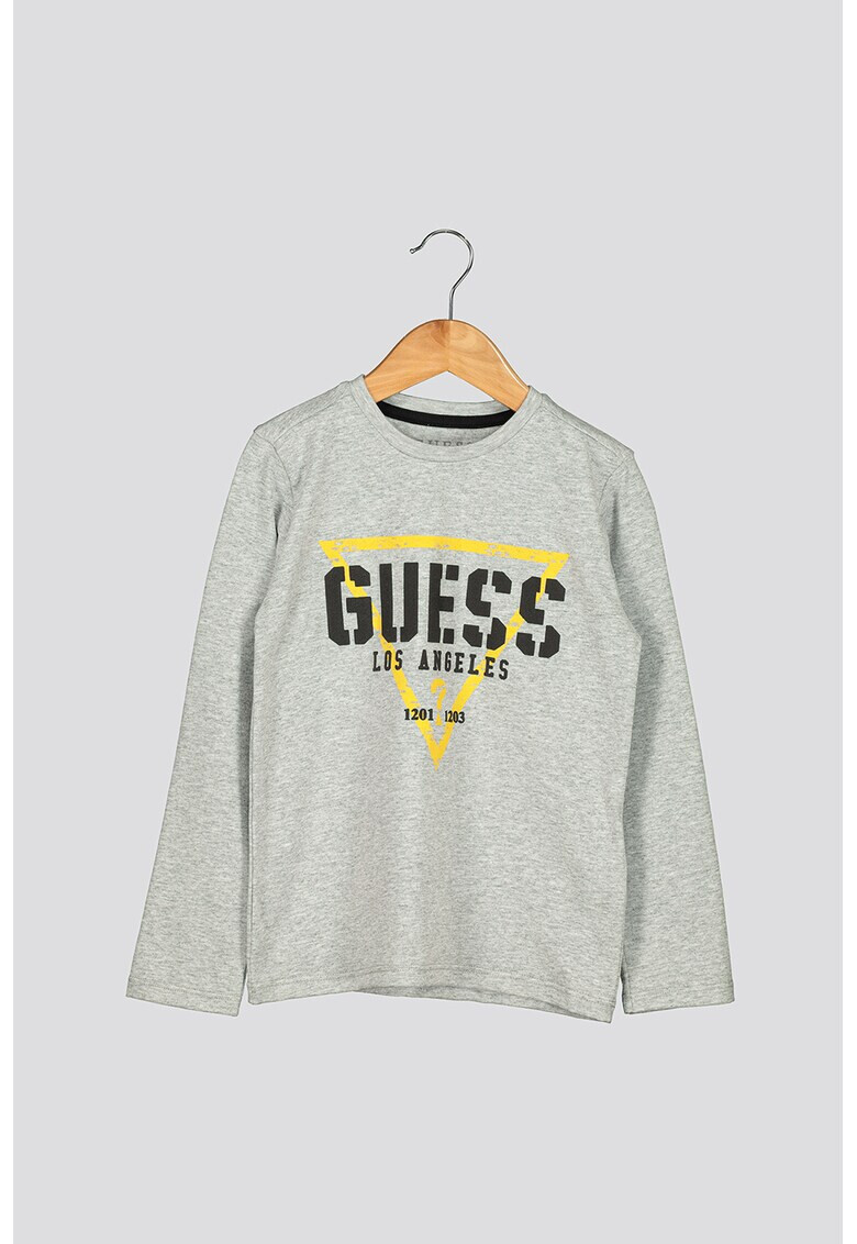 GUESS JEANS Bluza cu decolteu la baza gatului si imprimeu logo - Pled.ro