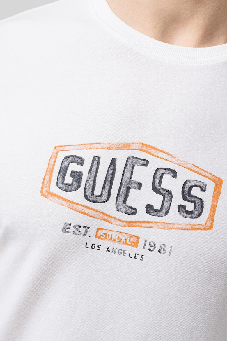 GUESS JEANS Bluza cu decolteu la baza gatului si imprimeu logo - Pled.ro