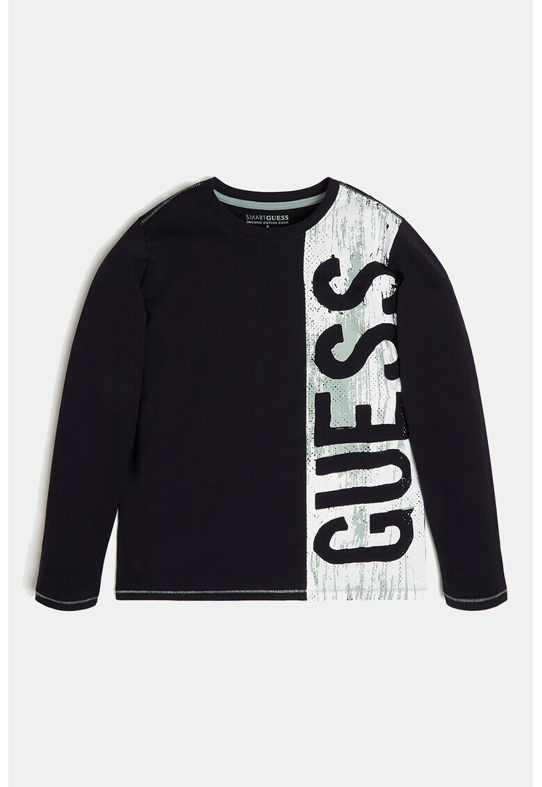 GUESS JEANS Bluza cu decolteu la baza gatului si imprimeu logo - Pled.ro