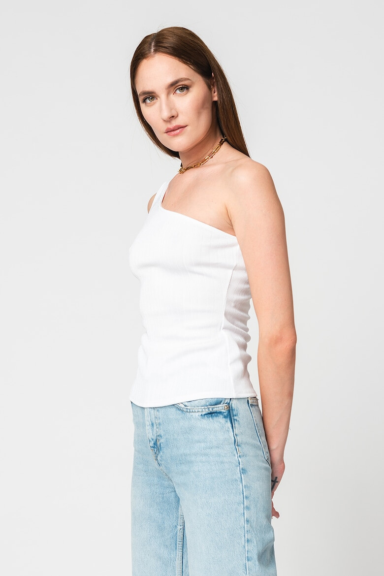 GUESS JEANS Bluza cu decolteu pe un umar si striatii - Pled.ro