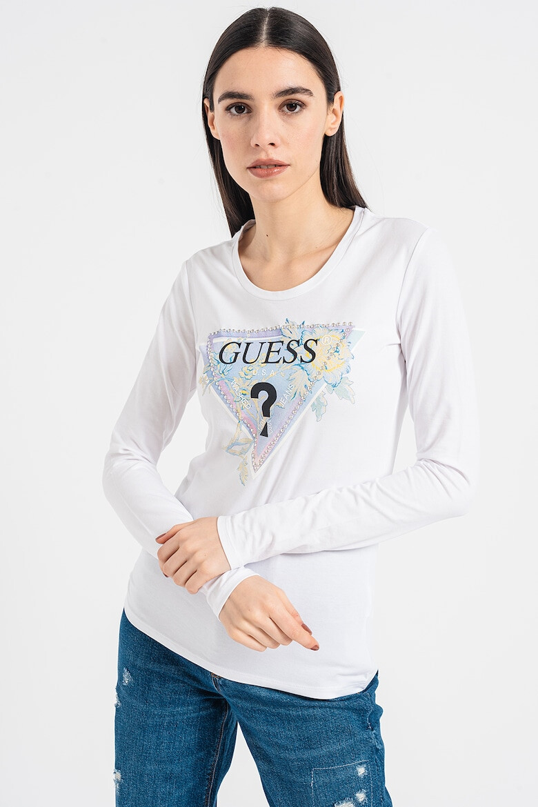 GUESS JEANS Bluza cu logo si aplicatie de strasuri - Pled.ro