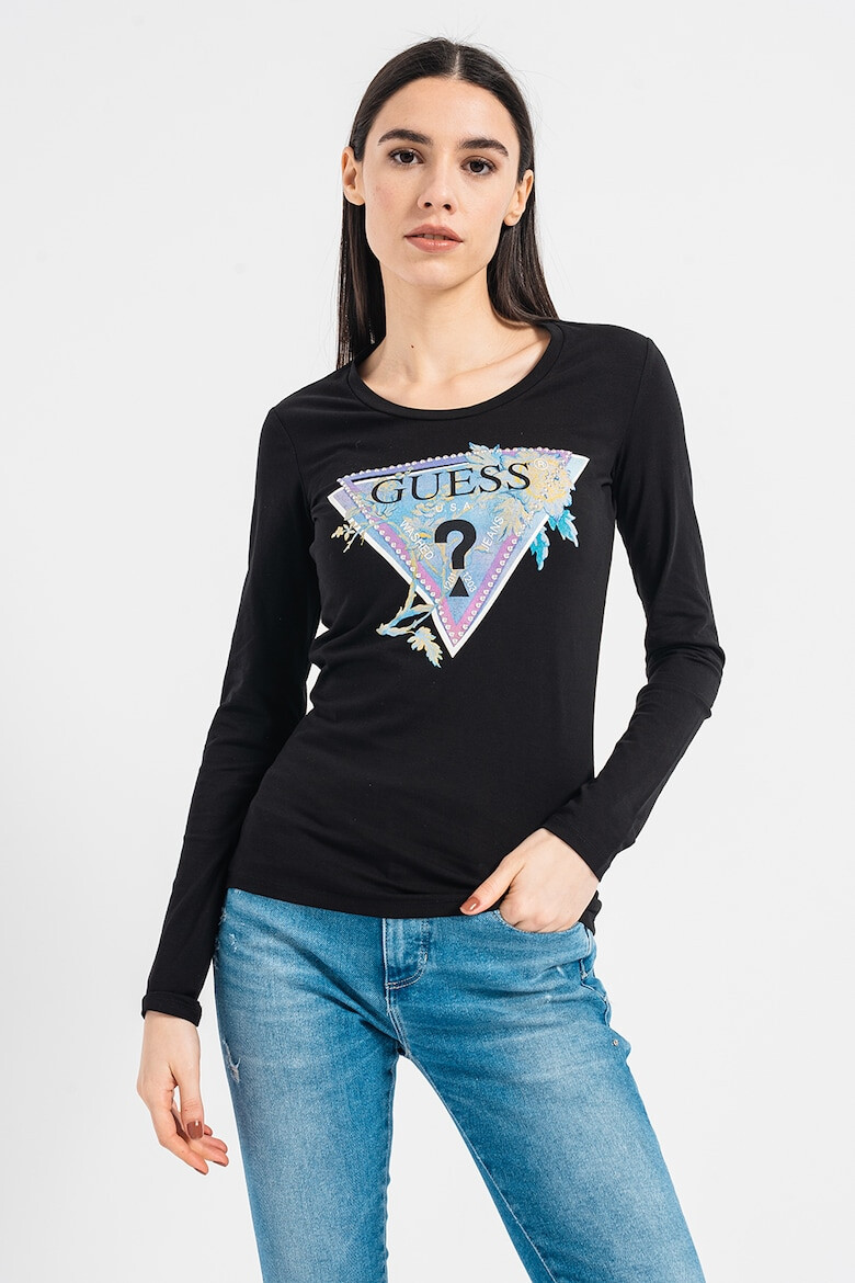 GUESS JEANS Bluza cu logo si aplicatie de strasuri - Pled.ro