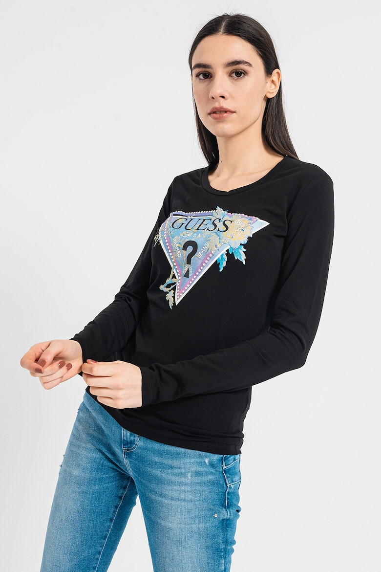 GUESS JEANS Bluza cu logo si aplicatie de strasuri - Pled.ro