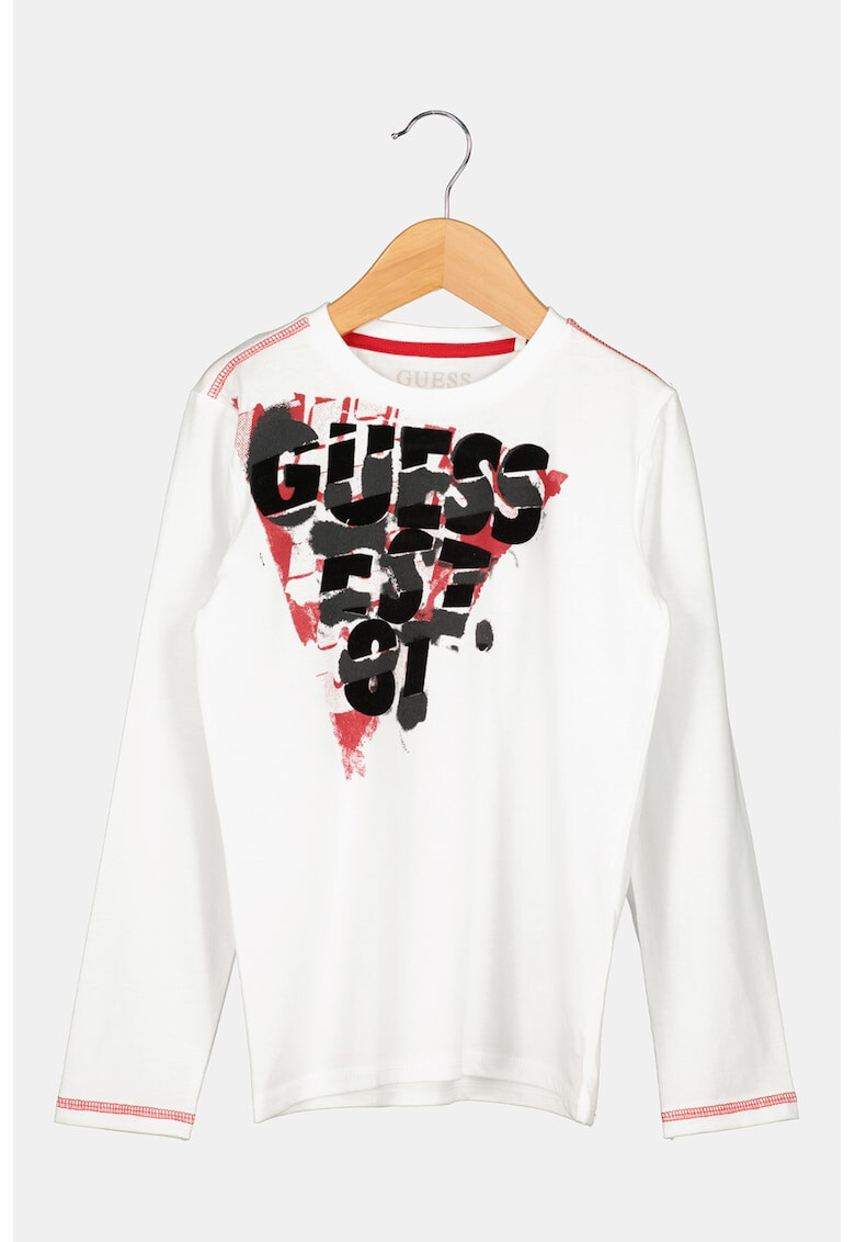 GUESS JEANS Bluza cu maneci lungi si imprimeu text - Pled.ro