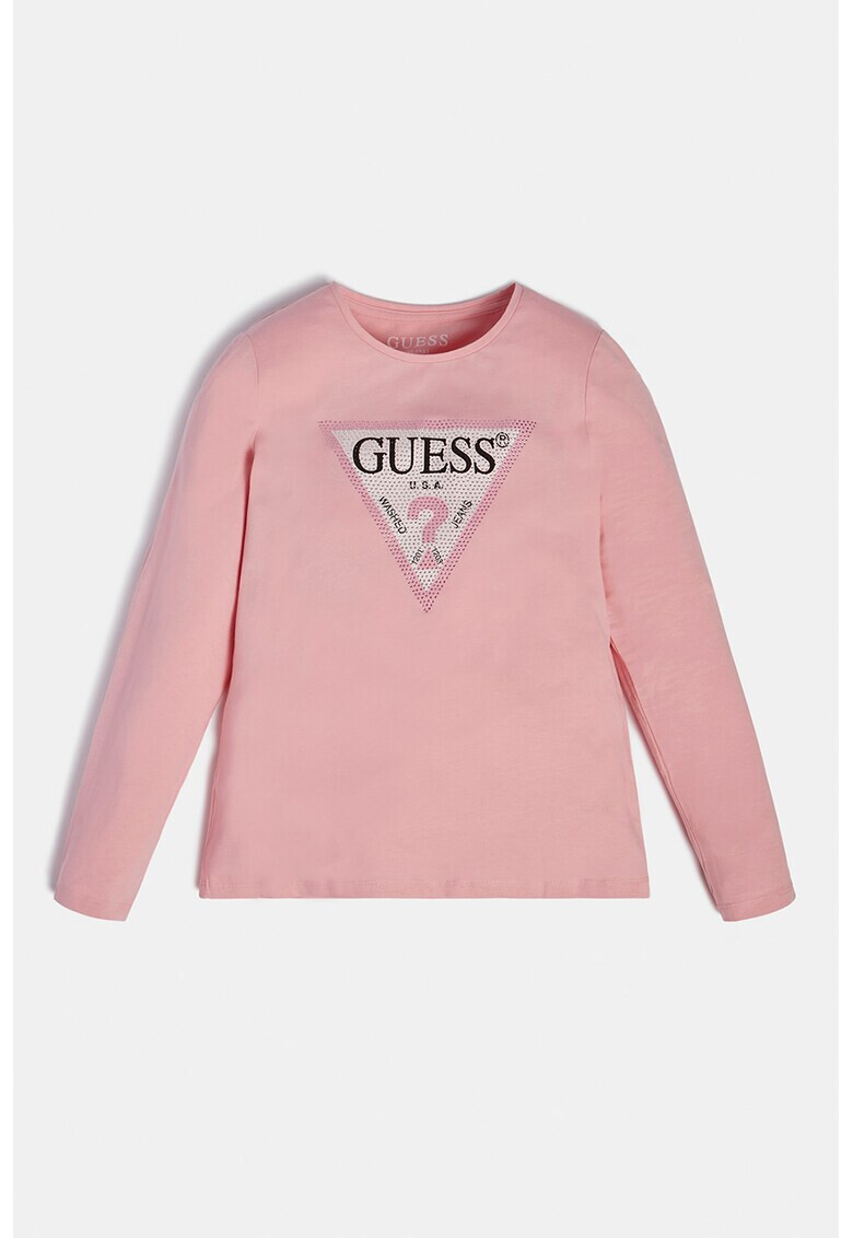 GUESS JEANS Bluza de jerseu cu logo triunghiular cu strasuri - Pled.ro