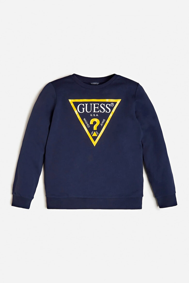 GUESS JEANS Bluza de trening cu decolteu la baza gatului si imprimeu logo - Pled.ro