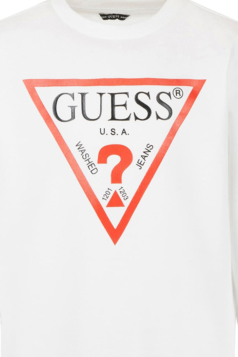 GUESS JEANS Bluza de trening cu decolteu la baza gatului si imprimeu logo - Pled.ro