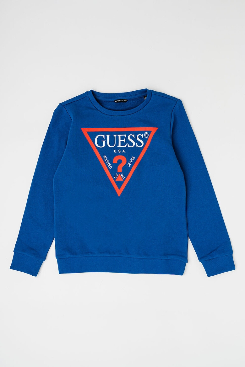 GUESS JEANS Bluza de trening cu decolteu la baza gatului si imprimeu logo - Pled.ro