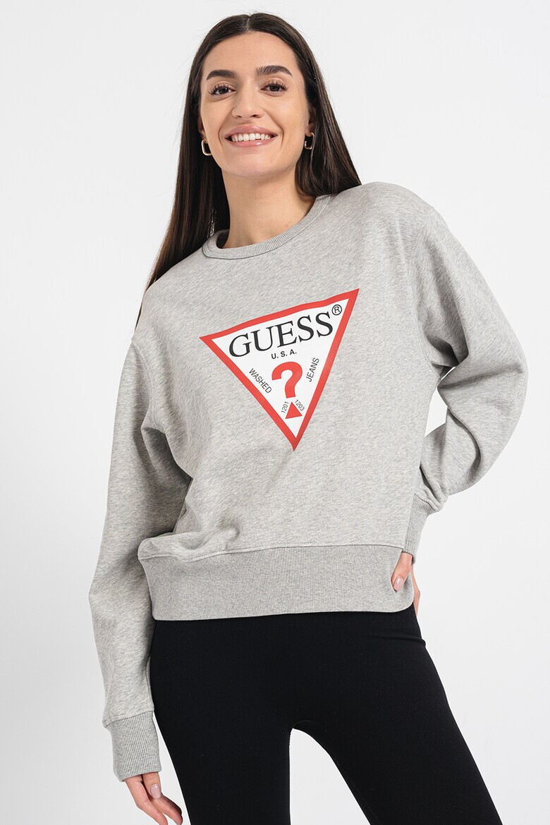 GUESS JEANS Bluza de trening cu decolteu la baza gatului si logo - Pled.ro