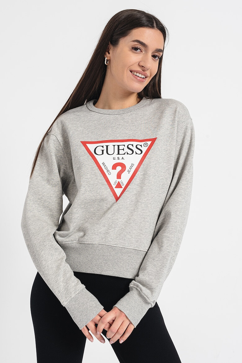 GUESS JEANS Bluza de trening cu decolteu la baza gatului si logo - Pled.ro