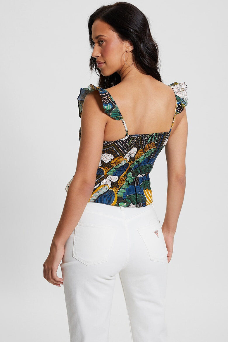 GUESS JEANS Bluza din amestec de in cu volan peplum - Pled.ro