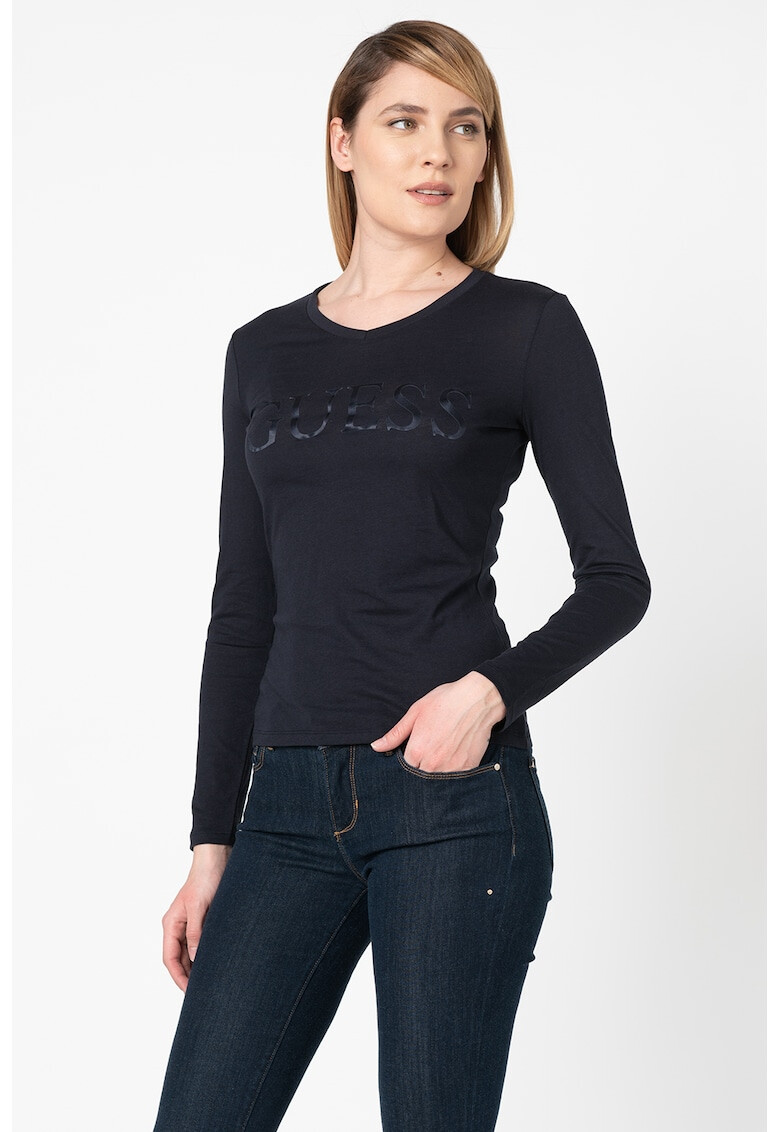 GUESS JEANS Bluza din amestec de modal cu decolteu in V - Pled.ro