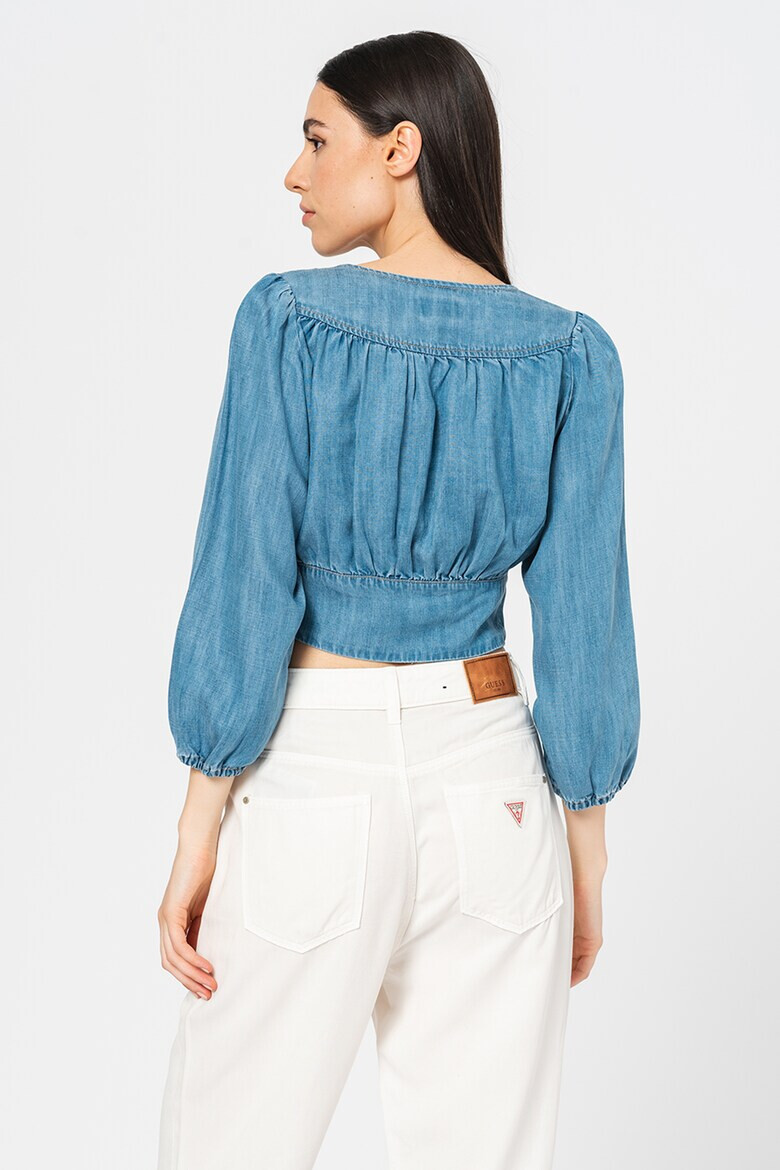 GUESS JEANS Bluza din chambray crop cu decolteu in V - Pled.ro