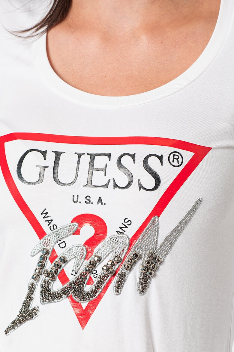 GUESS JEANS Bluza slim fit cu imprimeu logo si aplicatii - Pled.ro