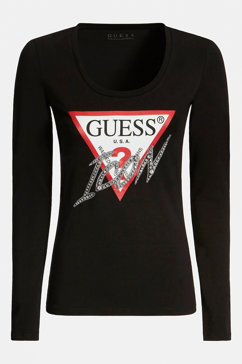 GUESS JEANS Bluza slim fit cu logo si strasuri - Pled.ro