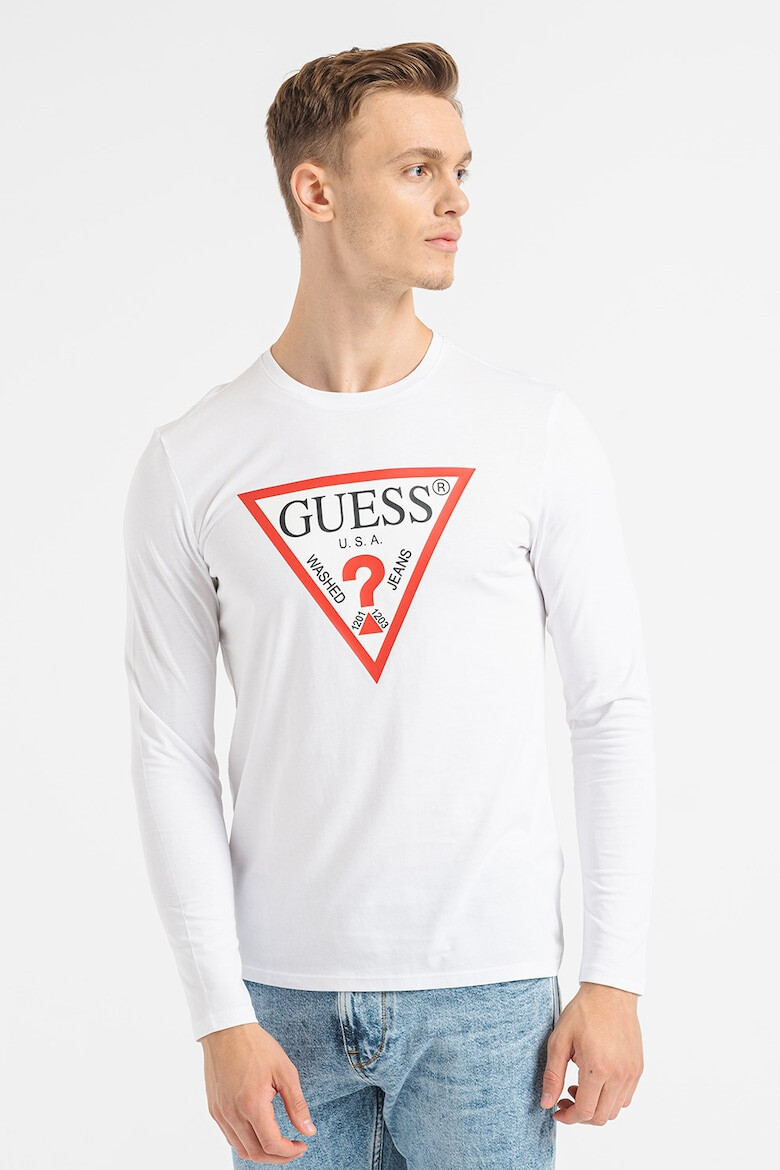 GUESS JEANS Bluza slim fit de bumbac cu imprimeu logo - Pled.ro