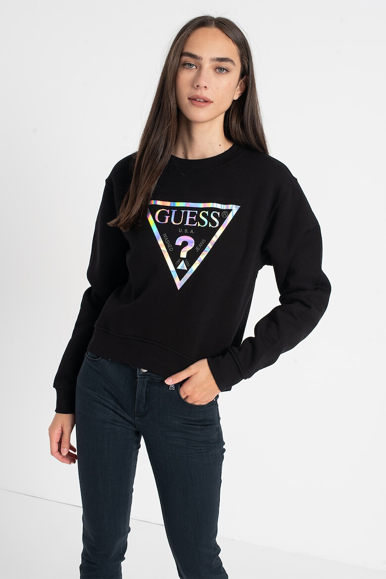 GUESS JEANS Bluza sport cu decolteu la baza gatului logo si maneci cazute - Pled.ro