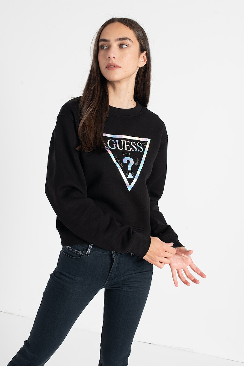 GUESS JEANS Bluza sport cu decolteu la baza gatului logo si maneci cazute - Pled.ro