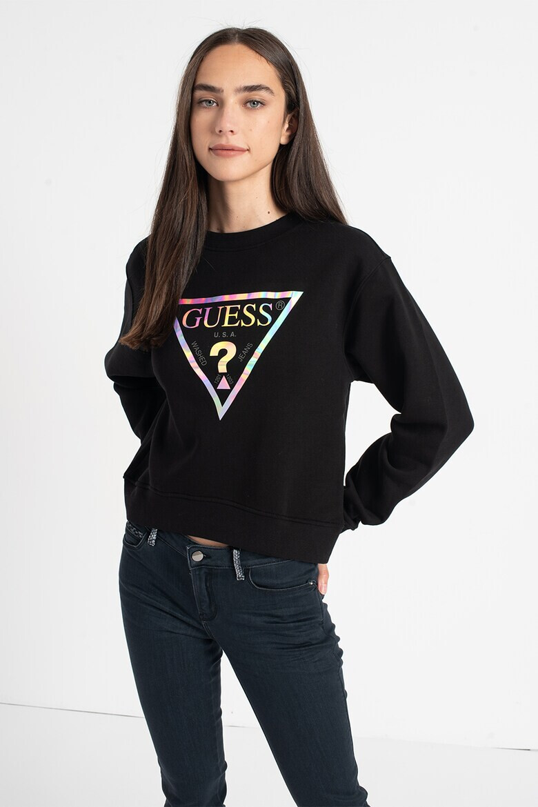 GUESS JEANS Bluza sport cu decolteu la baza gatului logo si maneci cazute - Pled.ro