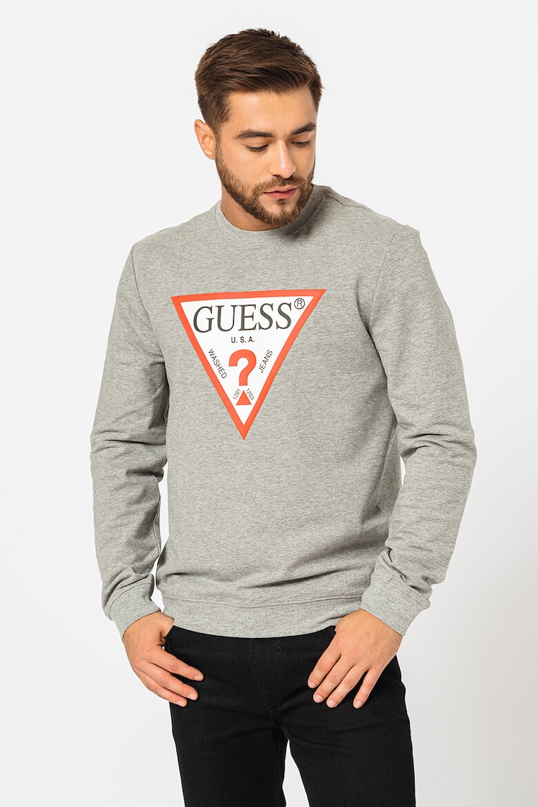 GUESS Bluza sport cu imprimeu logo si decolteu la baza gatului - Pled.ro