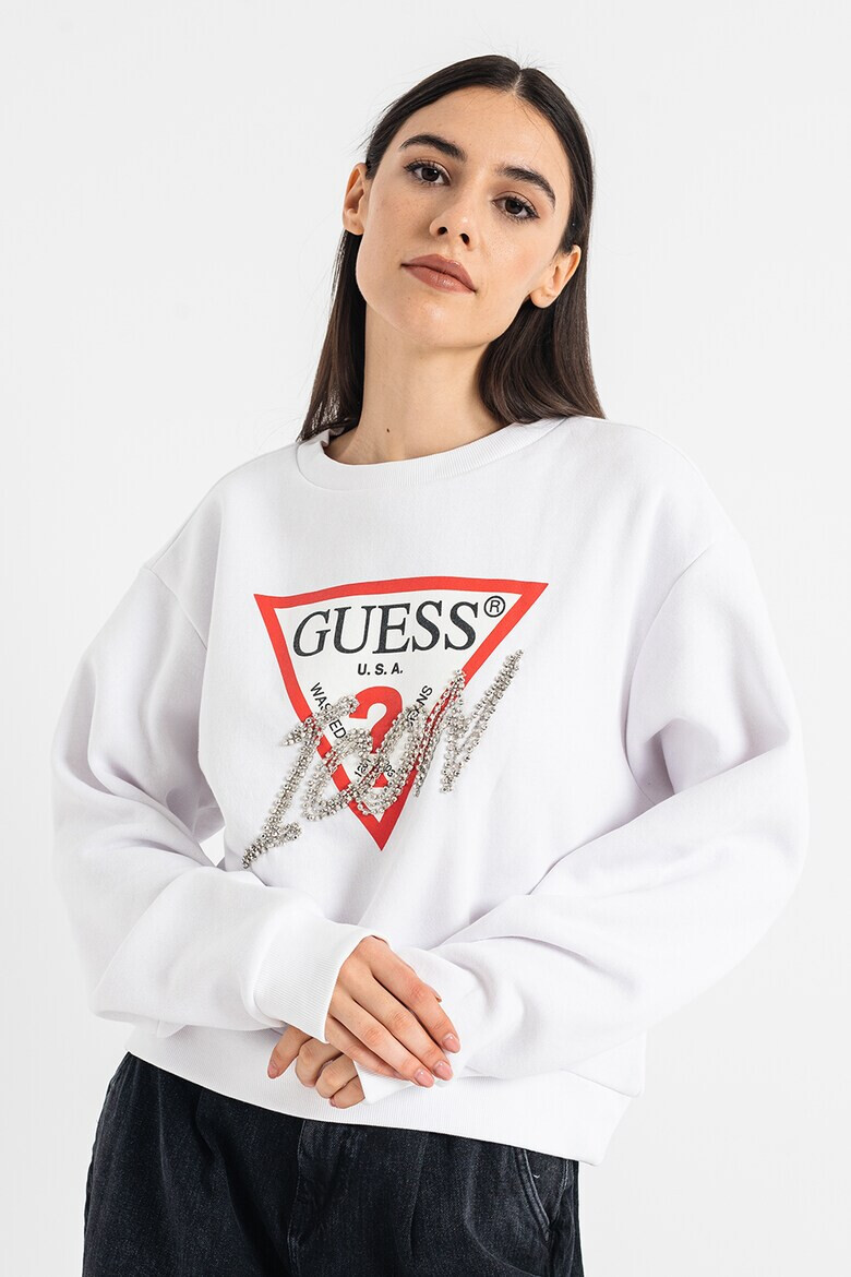 GUESS JEANS Bluza sport cu logo din strasuri - Pled.ro