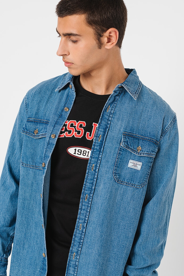 GUESS JEANS Camasa de denim cu buzunare pe piept - Pled.ro