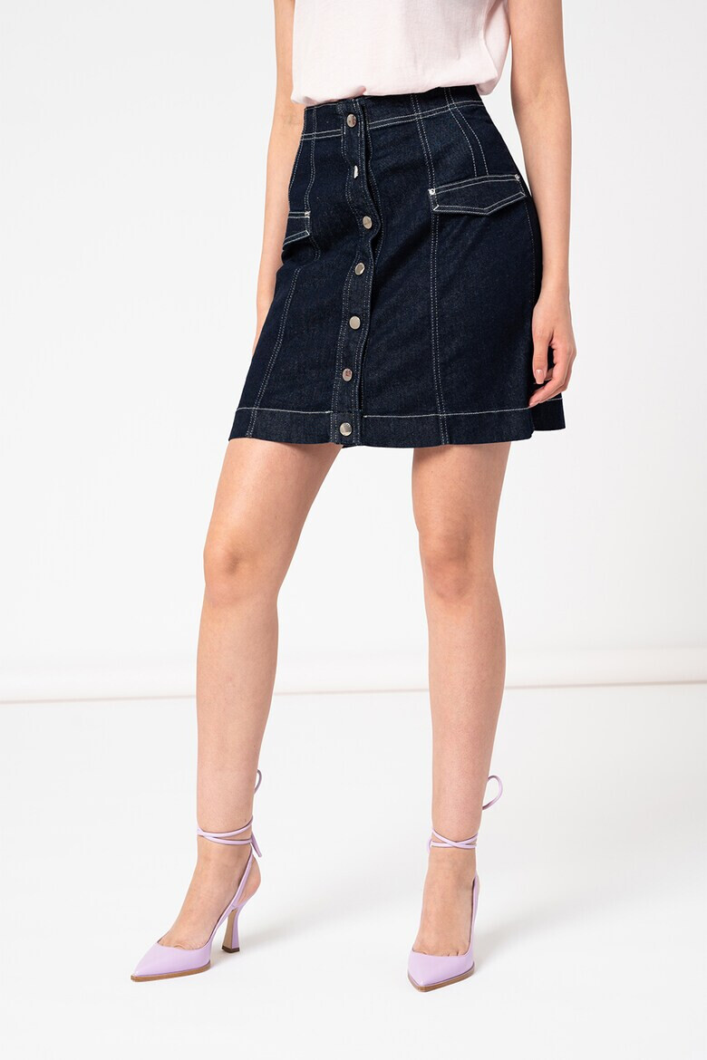 GUESS JEANS Fusta mini de denim cu inchidere cu capse - Pled.ro