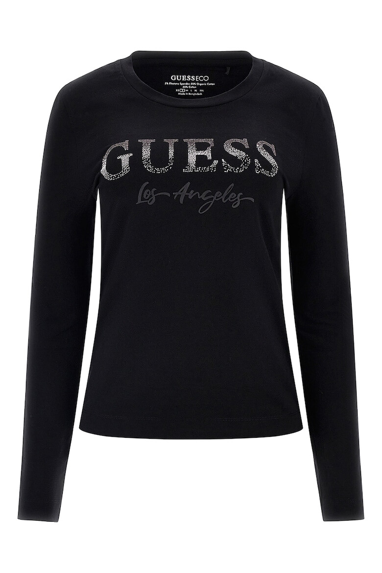 GUESS JEANS Bluza cu decolteu la baza gatului si aplicatie logo - Pled.ro