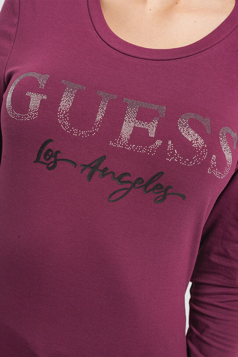 GUESS JEANS Bluza cu decolteu la baza gatului si aplicatie logo - Pled.ro