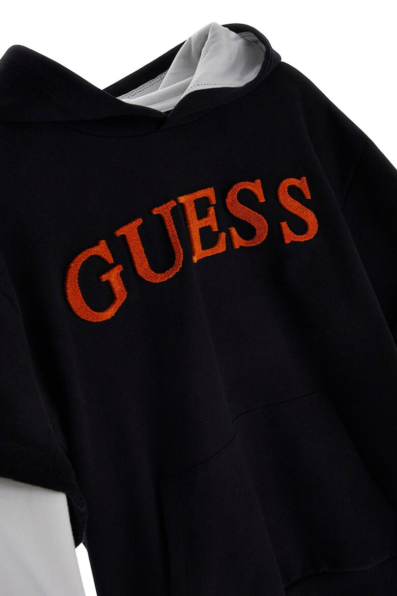 GUESS JEANS Hanorac cu logo in relief si maneci contrastante - Pled.ro