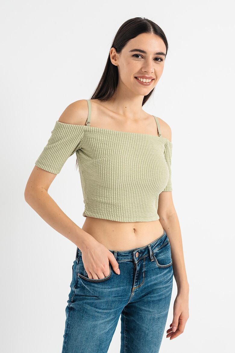 GUESS Bluza crop cu decolteu pe umeri - Pled.ro