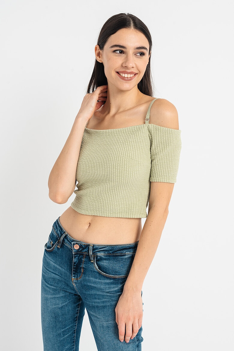 GUESS Bluza crop cu decolteu pe umeri - Pled.ro