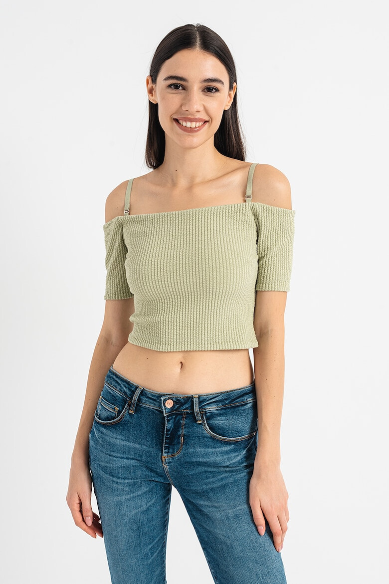 GUESS Bluza crop cu decolteu pe umeri - Pled.ro