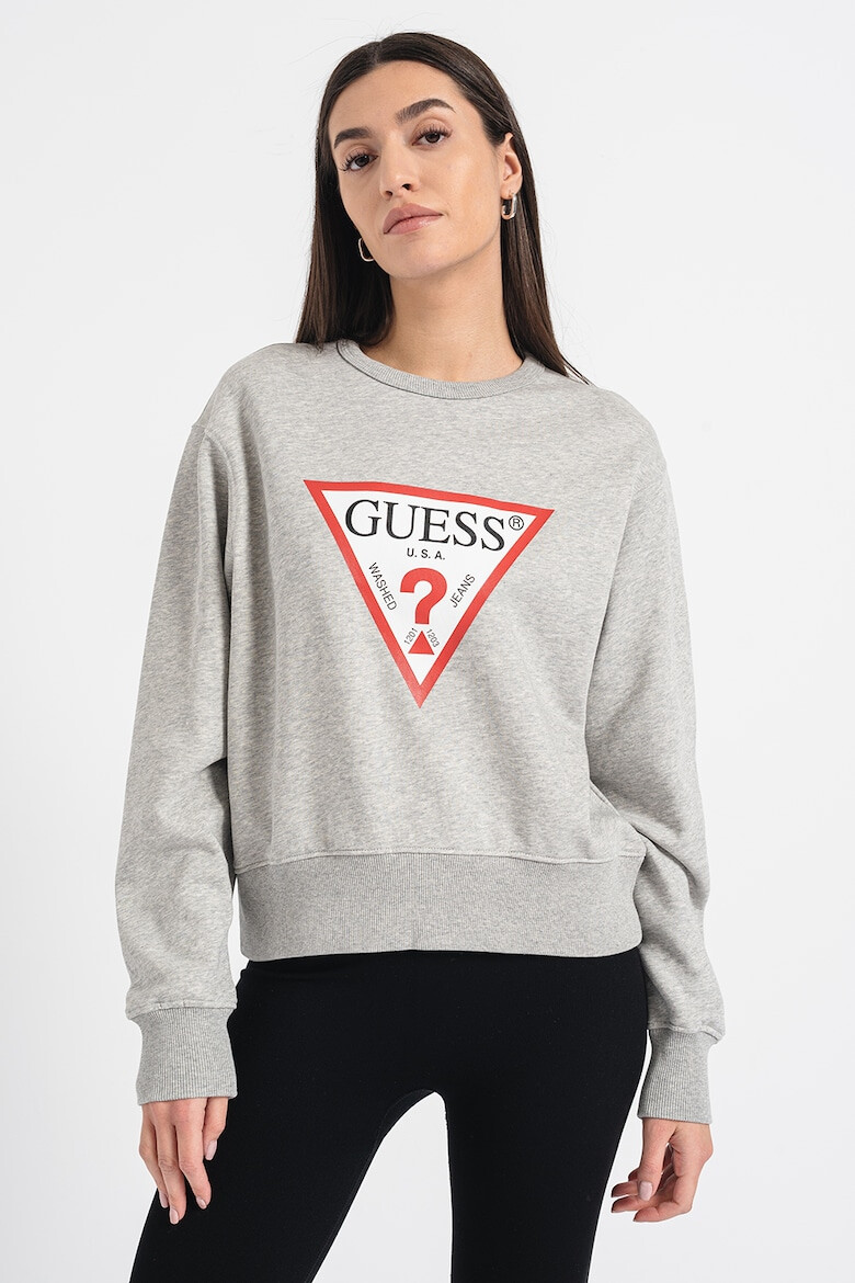 GUESS JEANS Bluza de trening cu decolteu la baza gatului si logo - Pled.ro