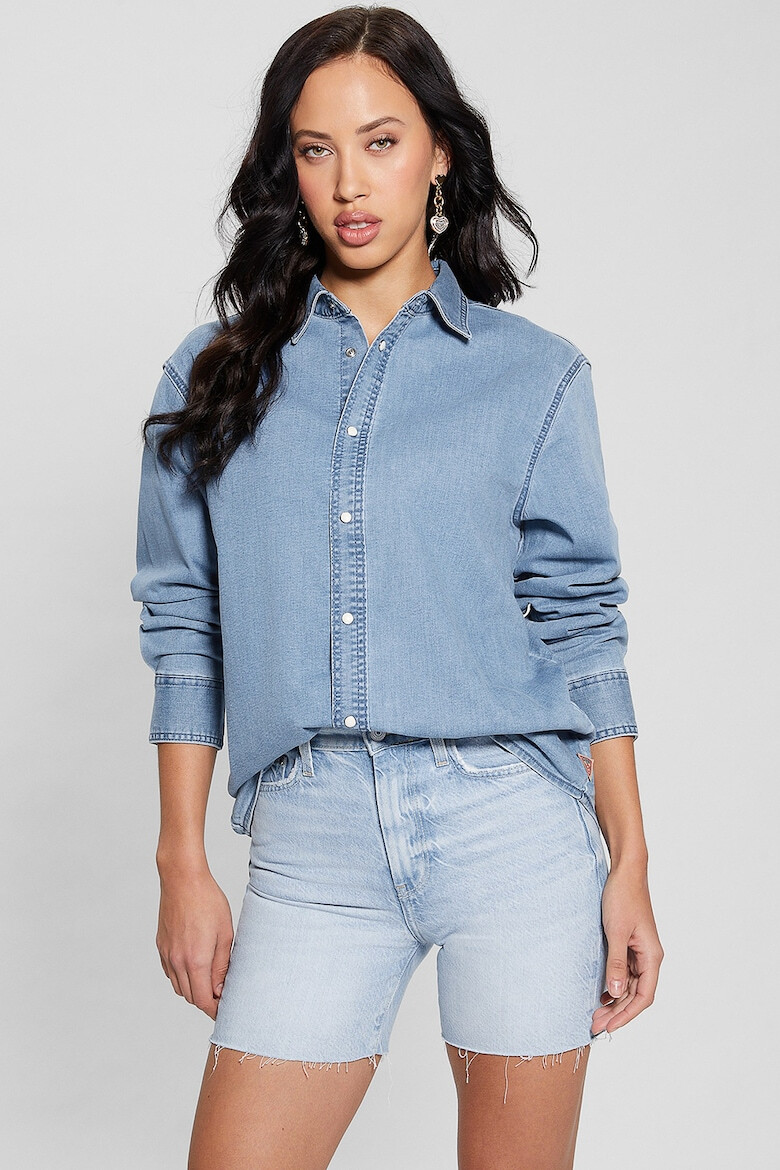 GUESS Camasa din denim cu maneci cazute - Pled.ro