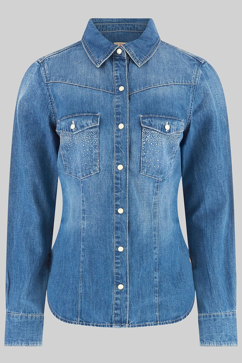 GUESS Camasa din denim cu strasuri - Pled.ro