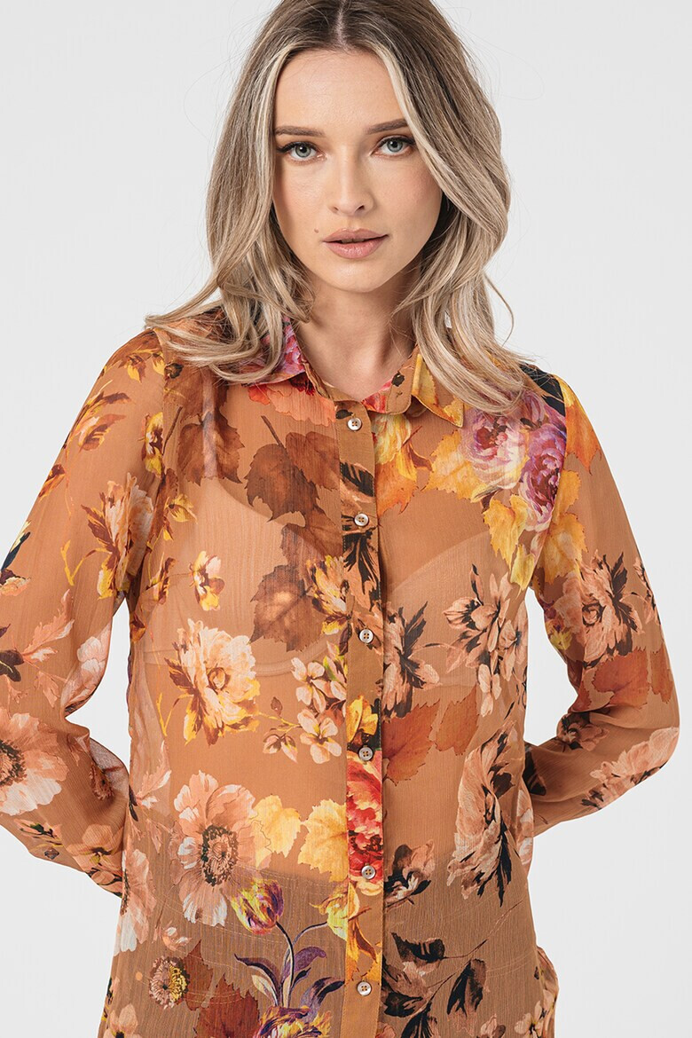 GUESS Camasa semitransparenta cu model floral - Pled.ro