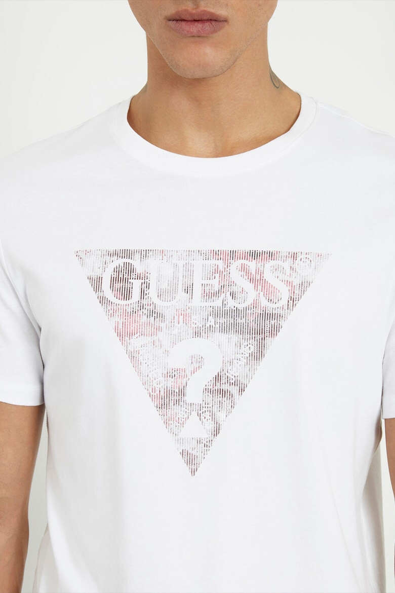 GUESS JEANS Tricou cu decolteu la baza gatului si imprimeu logo - Pled.ro