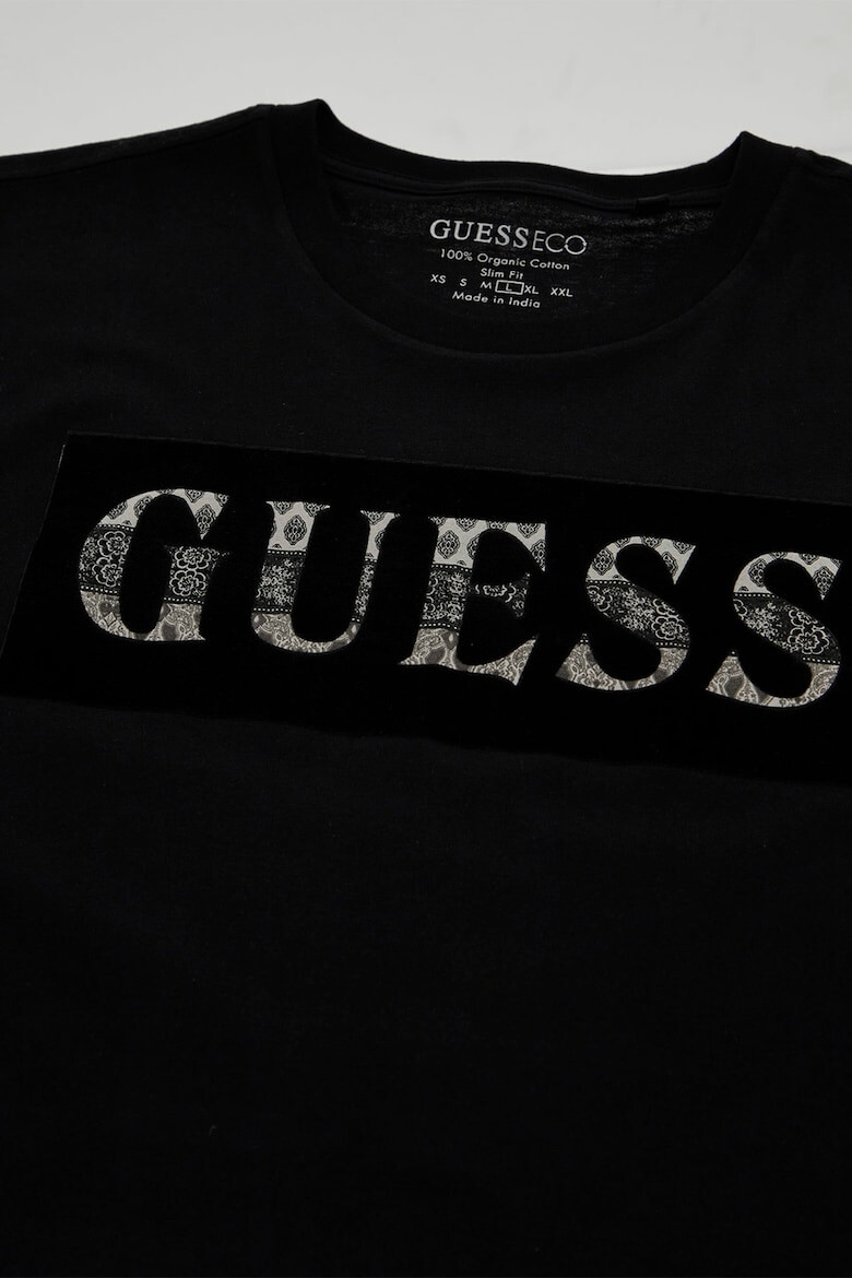 GUESS JEANS Tricou cu decolteu la baza gatului si imprimeu logo - Pled.ro