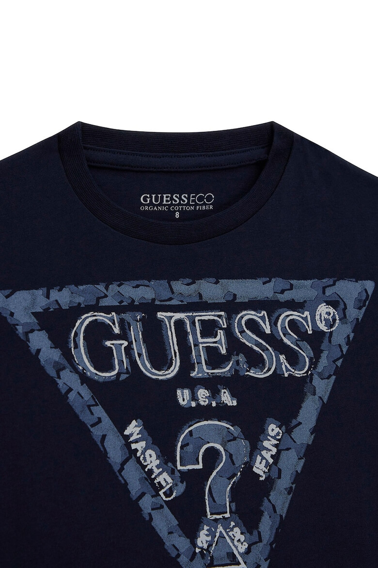 GUESS JEANS Tricou din bumbac cu decolteu la baza gatului si model logo - Pled.ro