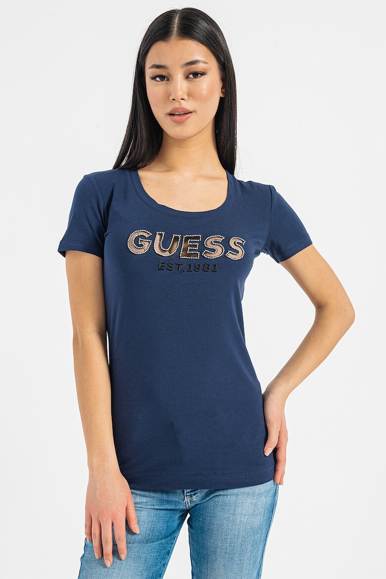 GUESS Tricou slim fit cu aplicatie logo din strasuri - Pled.ro