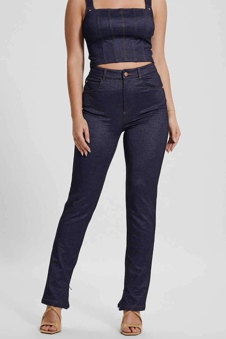 GUESS JEANS Pantaloni cu talie inalta si slituri laterale - Pled.ro